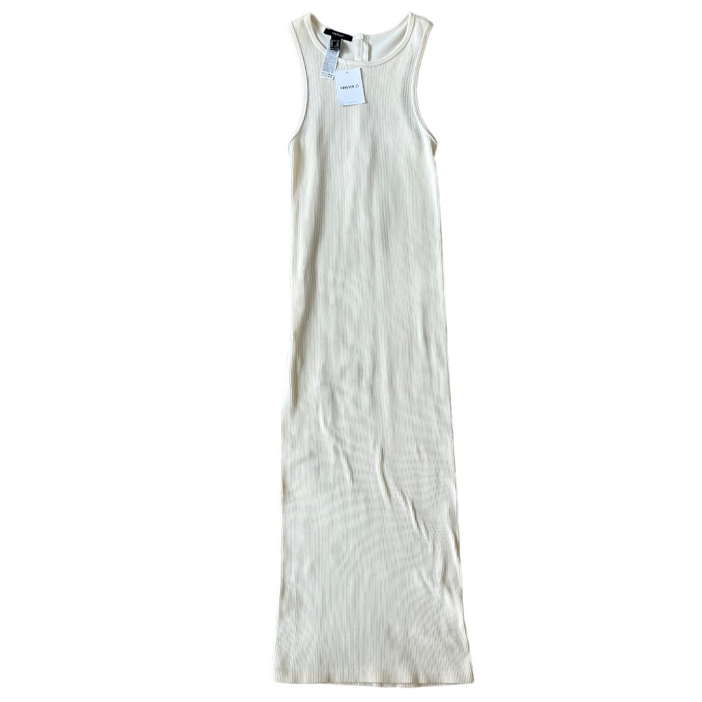 FOREVER 21 Ribbed Fitted Sleeveless Tank Midi Dress Knit Cream Size M/L NEW